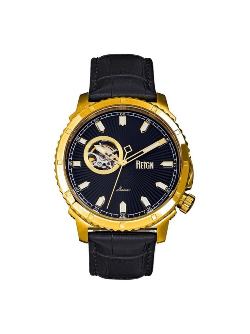 NWT Reign Bauer Automatic Black Dial Men's Watch